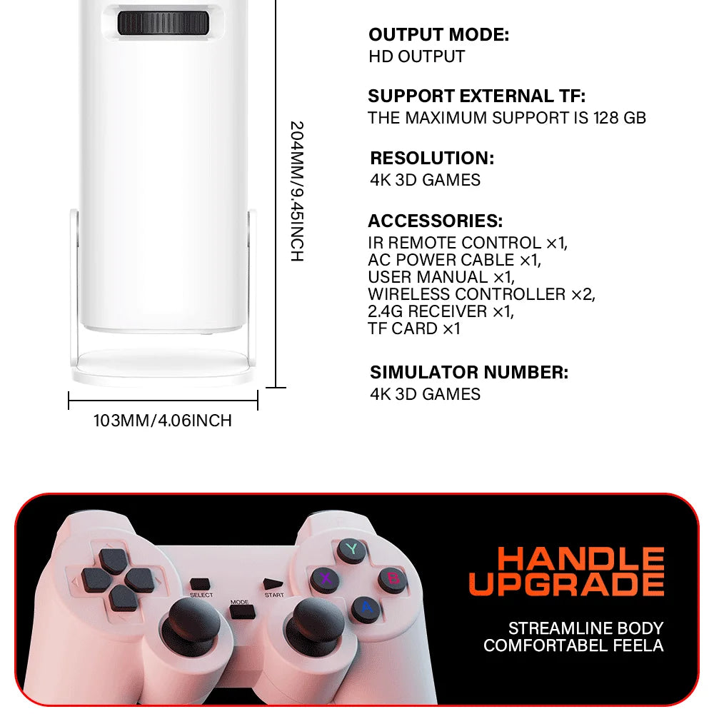 S40 Max Projector 4K HD 1080P Bluetooth Android 11 Proyector with 2 Wireless Game Controllers Built-In 3000 Games