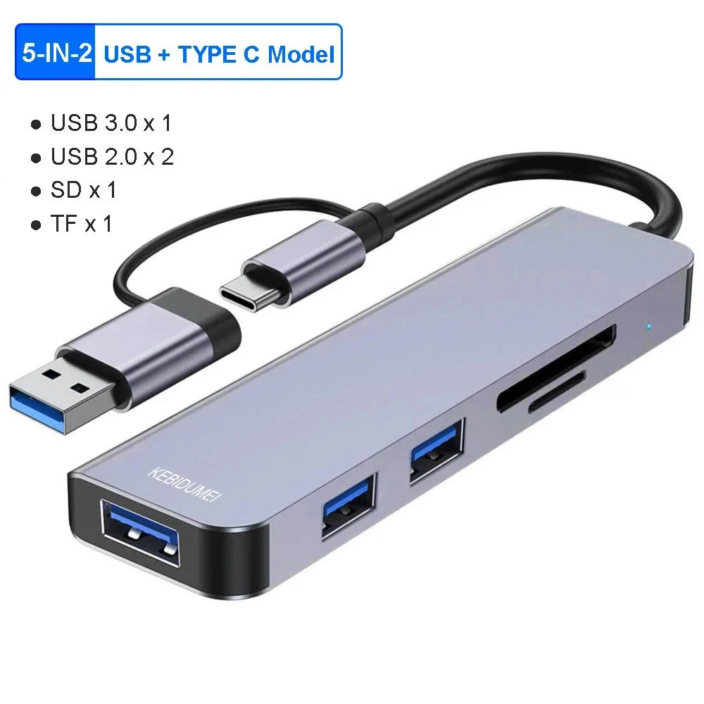 5Gbps USB 3.0 HUB USB C HUB USB C Docking Station High Speed Transmission OTG Adapter Splitter TYPE-C HUB for Laptop Macbook