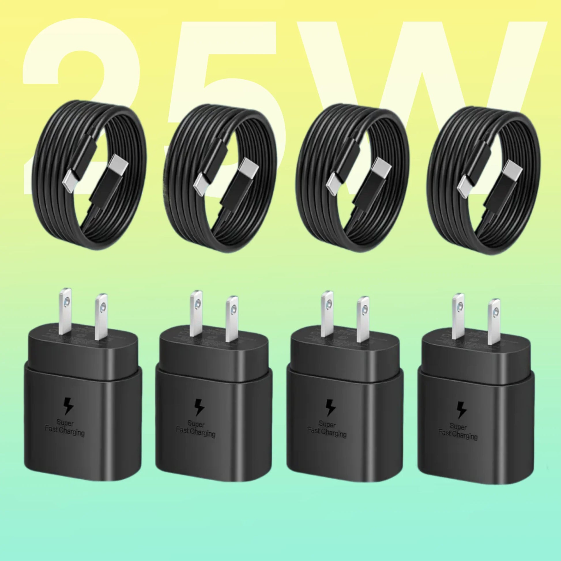 2Pcs USB C Fast Charger 25W Super Fast Charger, Type C Charger Block with Type C Fast Charging Cable for Samsung