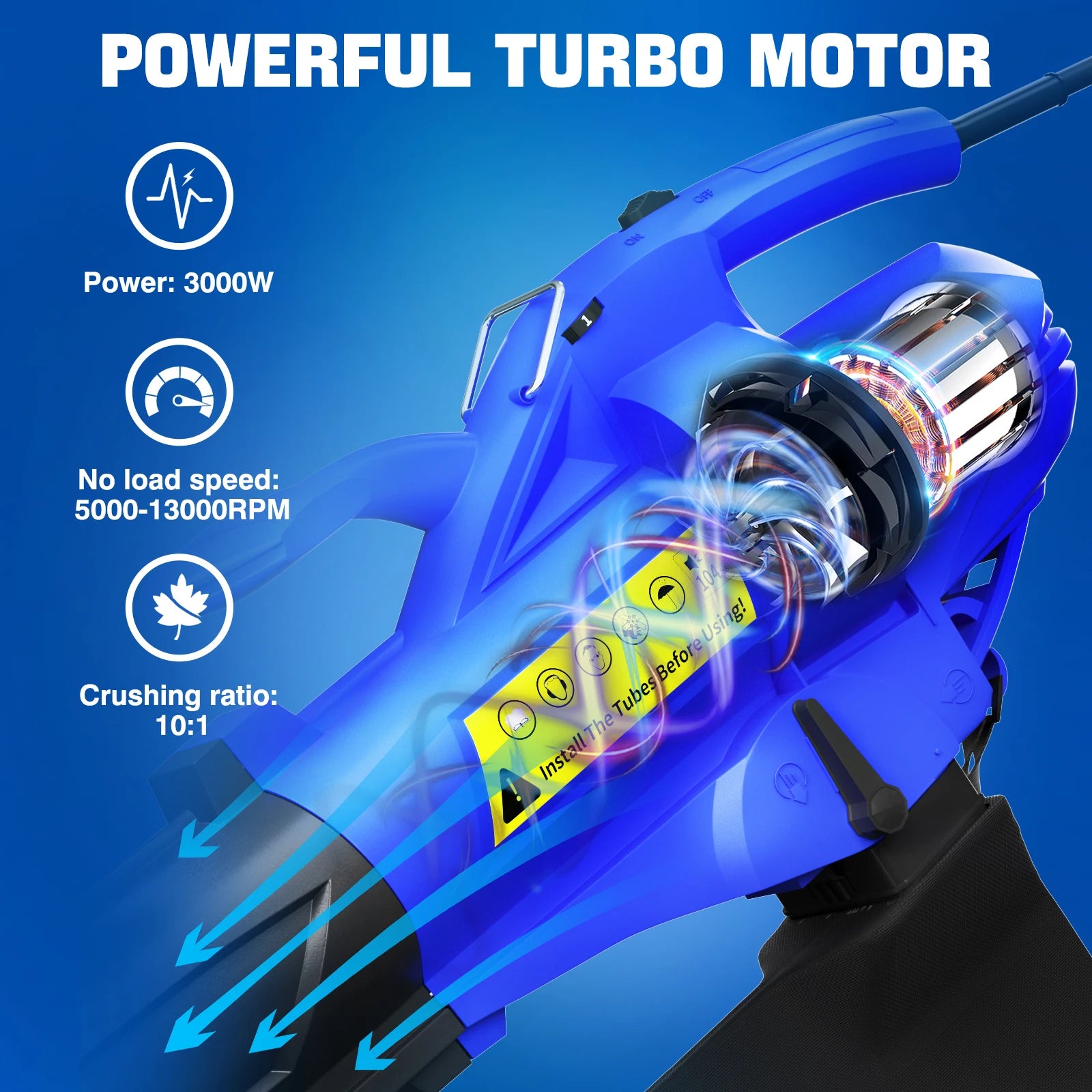 3-In-1 High Power Garden Blower Vacuum | Leaf Shredder with 35L Bag | Yard Cleaner | Multi-Function Outdoor Tool | Lawn Vacuum
