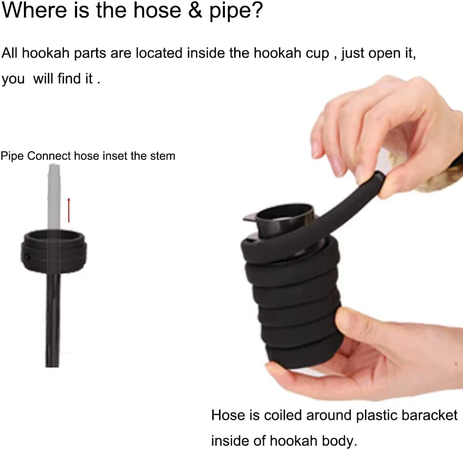Hookah, Shisha Pipes Smoking Grass Hookah Set with Chicha Hose Tobacco Bowl, Portable Кальян for Gift