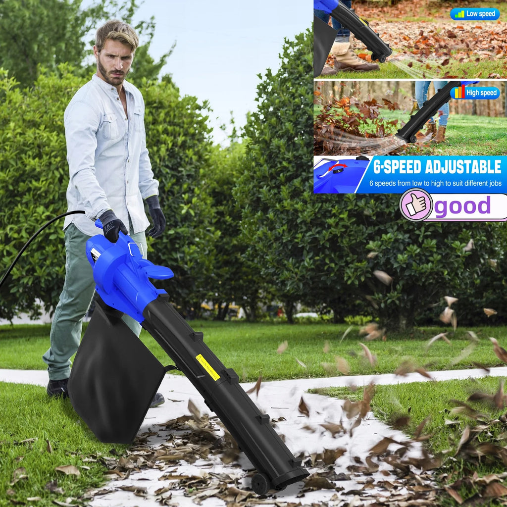 3-In-1 High Power Garden Blower Vacuum | Leaf Shredder with 35L Bag | Yard Cleaner | Multi-Function Outdoor Tool | Lawn Vacuum