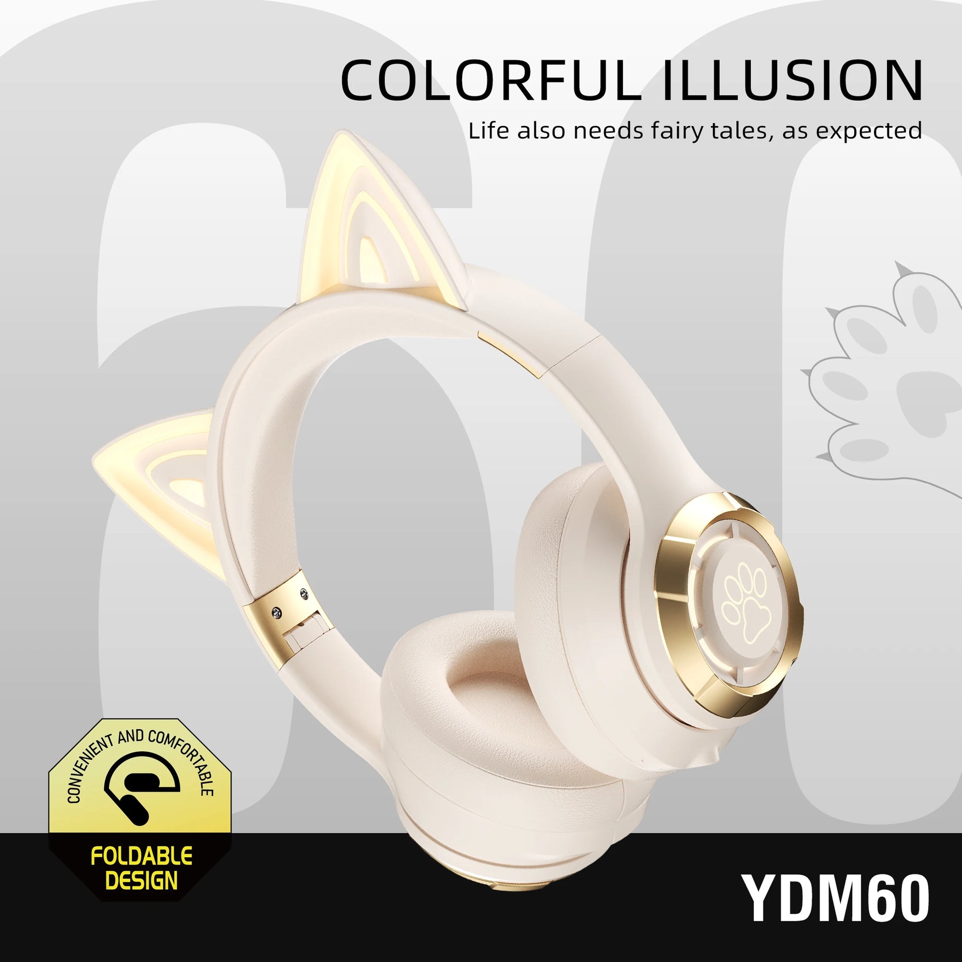 Cute Cat Ear Wireless Bluetooth Headphone with Microphone On-Ear Headset Stereo Sound Earphones Sports Gaming Foldable Headphone