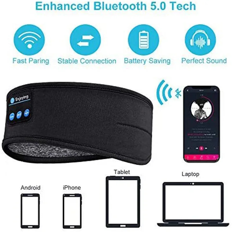 Wireless Bluetooth-Compatible Speaker Headscarf Wireless Music Sleep Headset Sport Headband Builtin Sleep Music Eye Mask Headset