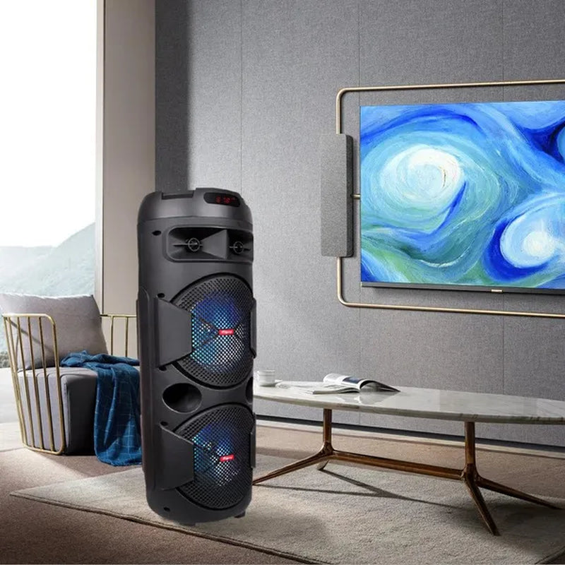 Portable PA Speaker System Outdoor Sound System Stereo Speakers W/ Dual 6.5/8" Woofers