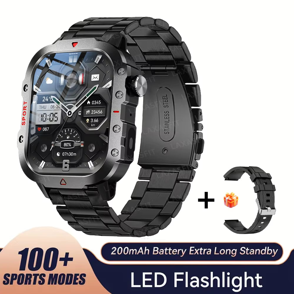 Outdoor Sports Smart Watch 2.01 Inch HD Screen LED Flashlight Bluetooth Talking Smart Watch for Men Women Holiday Gifts