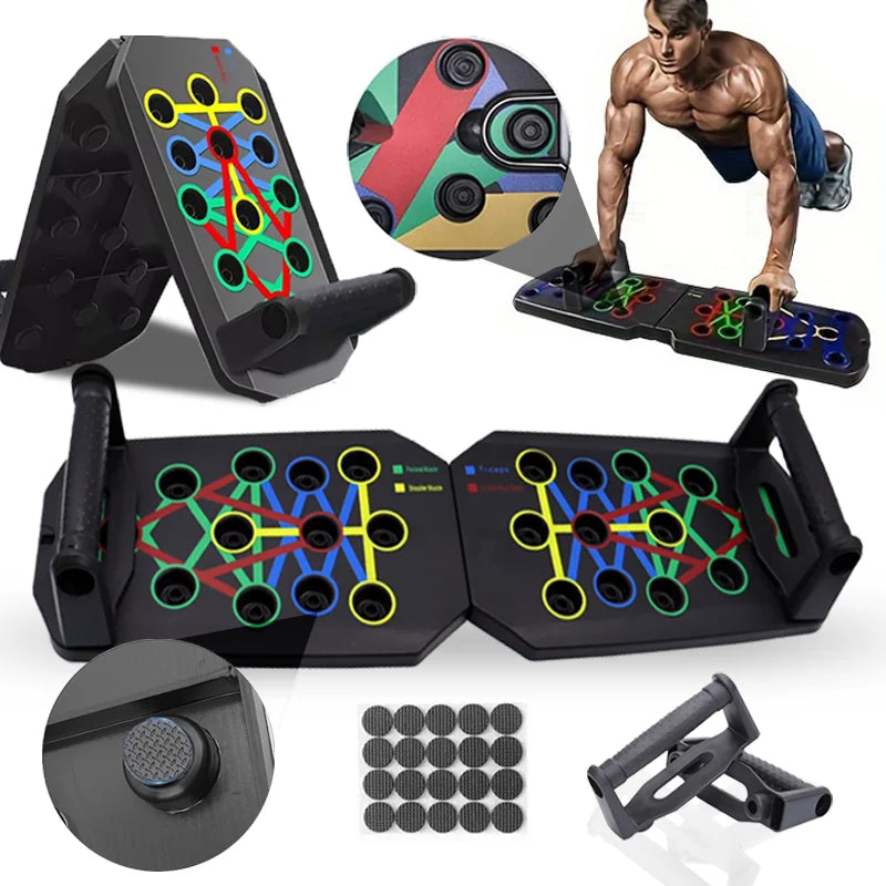 Colorful Folding Push up Board Bracket, Multi-Mode Adjustable Chest, Abdominal and Back Core Muscle Indoor Exercise Equipment