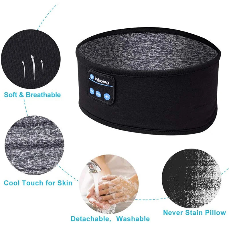 Wireless Bluetooth-Compatible Speaker Headscarf Wireless Music Sleep Headset Sport Headband Builtin Sleep Music Eye Mask Headset