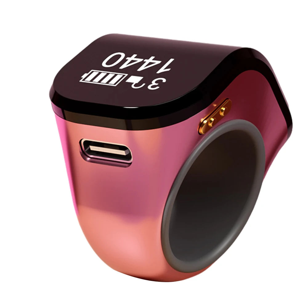 18Mm/0.71In Smart Tasbih Tally Counter for Muslims Zikr Ring Digital Tasbeeh 5 Prayer Time Vibration Reminder Waterproof