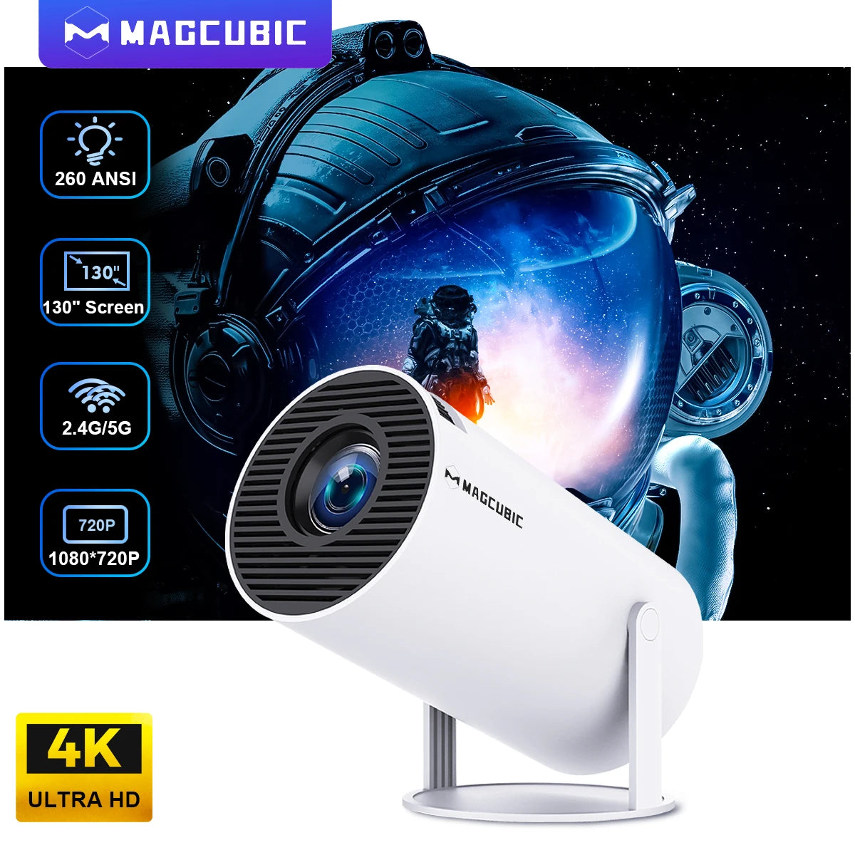 Projector HY300 Wifi6 290ANSI Android11.0 4K Allwinner H713 130"Screen BT5.0 1280*720P Home Theater Outdoor Portable