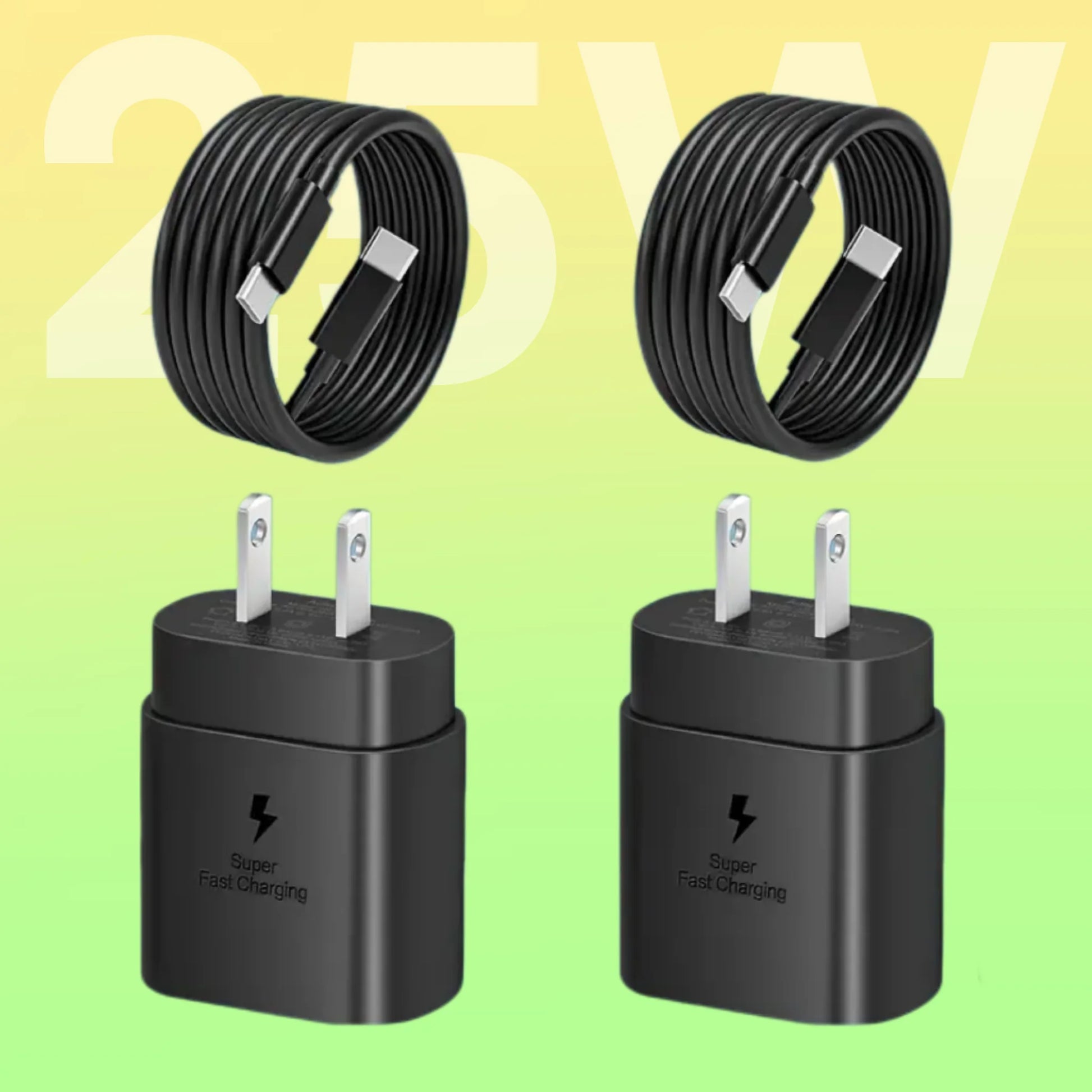 2Pcs USB C Fast Charger 25W Super Fast Charger, Type C Charger Block with Type C Fast Charging Cable for Samsung