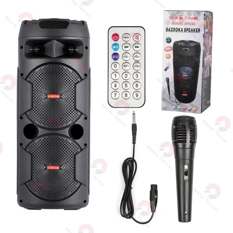 Portable PA Speaker System Outdoor Sound System Stereo Speakers W/ Dual 6.5/8" Woofers