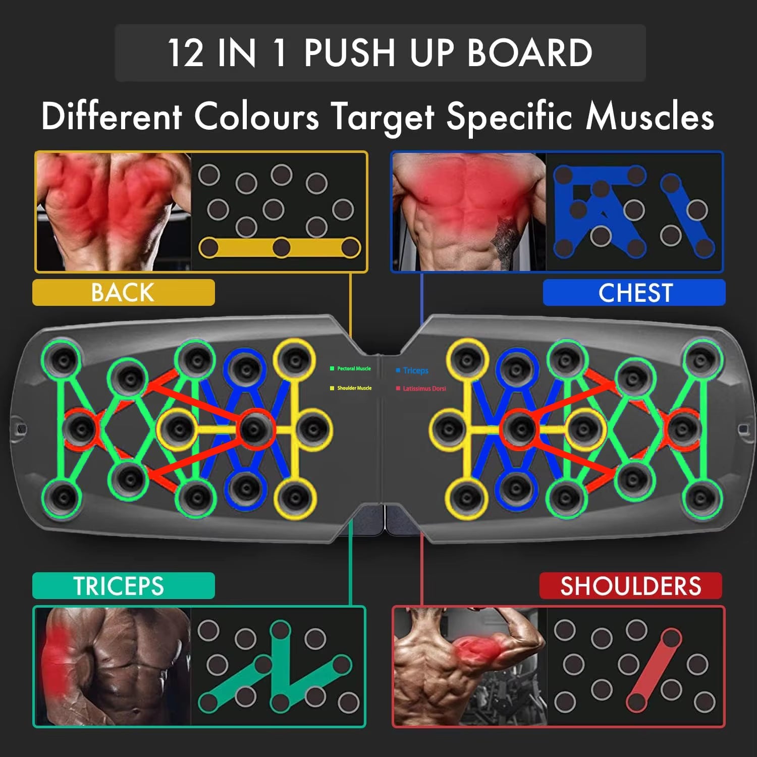Colorful Folding Push up Board Bracket, Multi-Mode Adjustable Chest, Abdominal and Back Core Muscle Indoor Exercise Equipment
