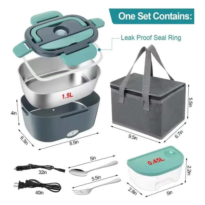 2024 NEW 1.5L Portable Electric Lunch Box 60W Outdoor Camping Food Heating Warmer Suitable for Car Lunch Heating Microwave Oven