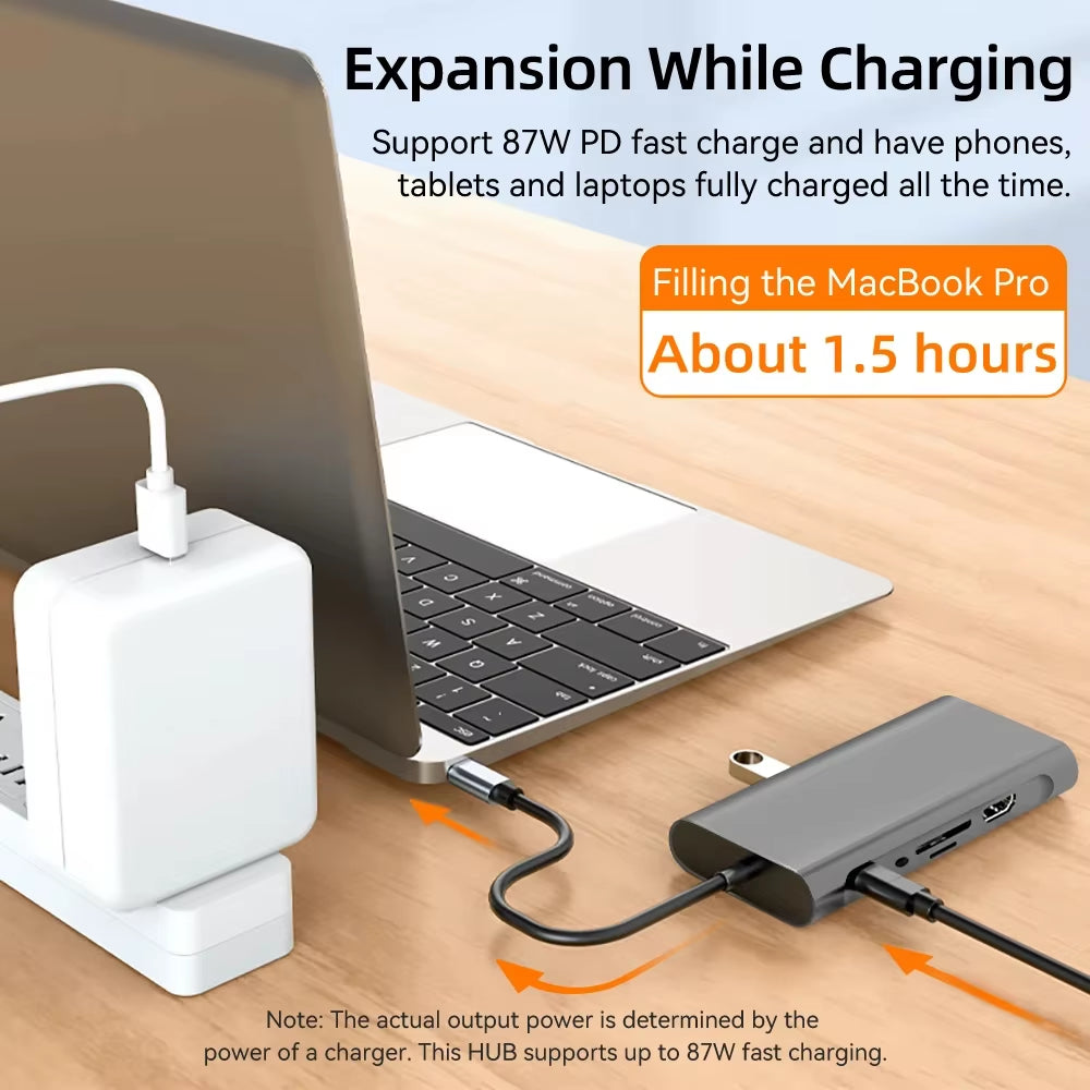 USB C HUB Type C to RJ45 4K 30Hz HDMI VGA Adapter SD TF USB 3.0 2.0 Docking PD 87W USB C Splitter for Macbook Pro Air