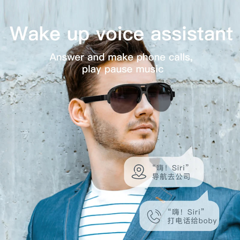 Smart Glasses Wireless Bluetooth BT5.3 Sunglasses Outdoor Sports Headphones Call Music UV Suitable for Men Upgraded Version