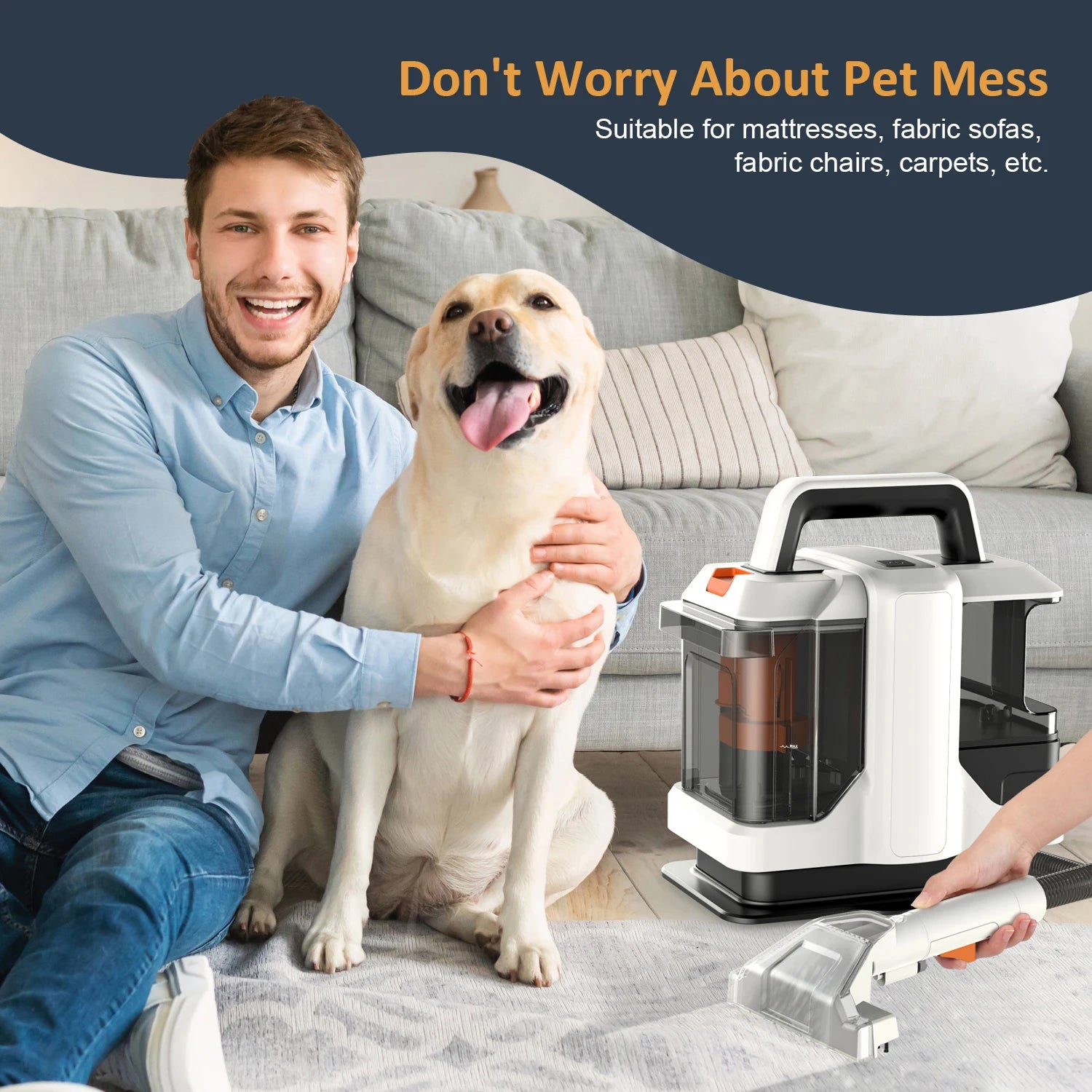 W05 750W Handheld Carpet Cleaner Quiet Strong Machine Wet Fabric Carpet Sofa Cleaning Pet Portable Car Multifunctional