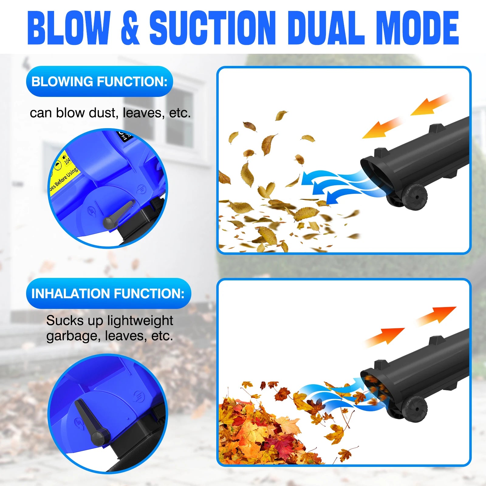 3-In-1 High Power Garden Blower Vacuum | Leaf Shredder with 35L Bag | Yard Cleaner | Multi-Function Outdoor Tool | Lawn Vacuum