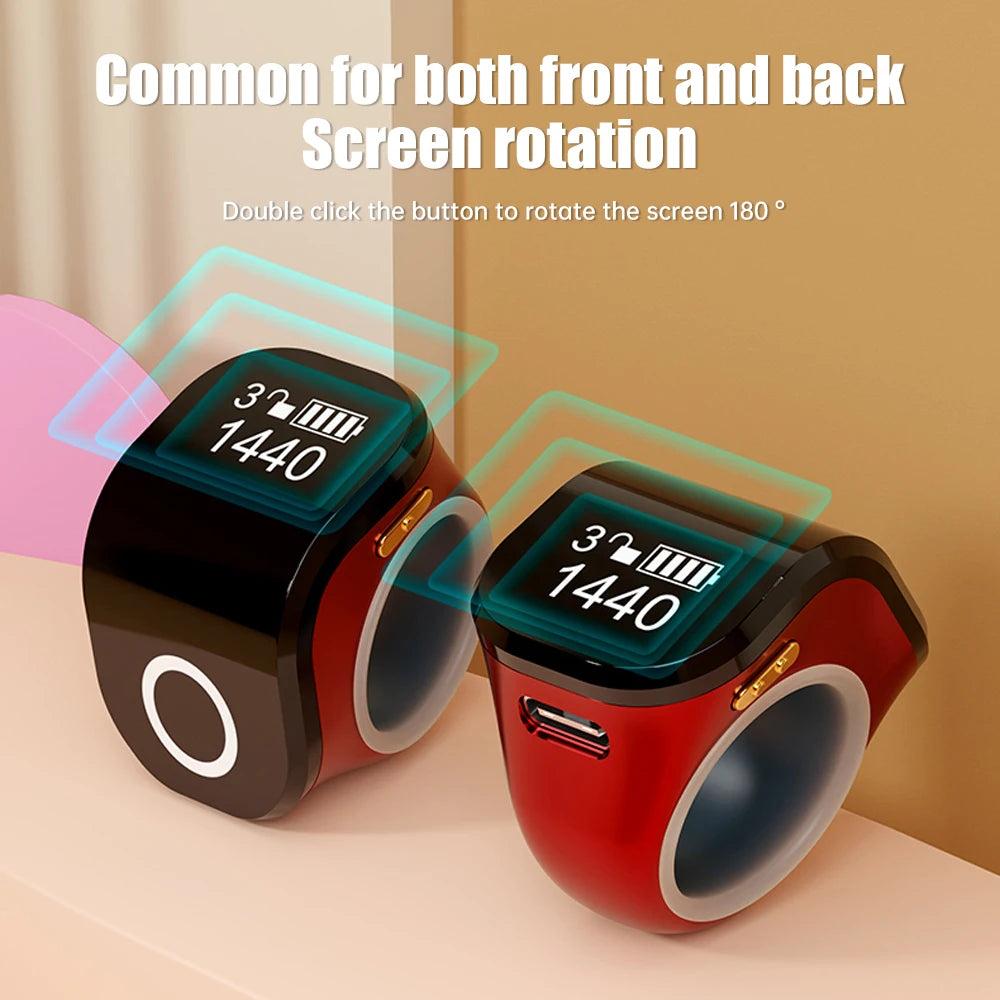 18Mm/0.71In Smart Tasbih Tally Counter for Muslims Zikr Ring Digital Tasbeeh 5 Prayer Time Vibration Reminder Waterproof
