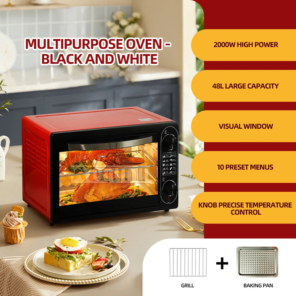 48L Pizza Oven Household Electric Oven Intelligent Large Capacity Horno Minibackofen