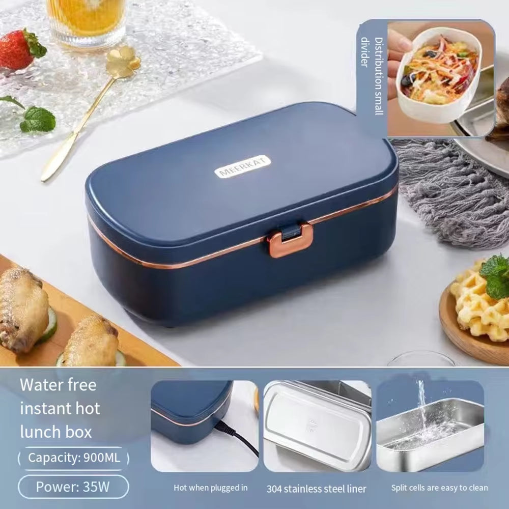 Portable Electric Lunch Boxes Water Free Heating Bento Box Stainless Steel Food Warmer Office Thermal Lunch Boxes