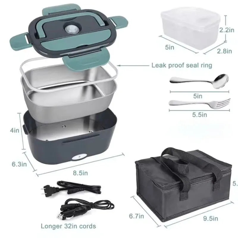 2024 NEW 1.5L Portable Electric Lunch Box 60W Outdoor Camping Food Heating Warmer Suitable for Car Lunch Heating Microwave Oven