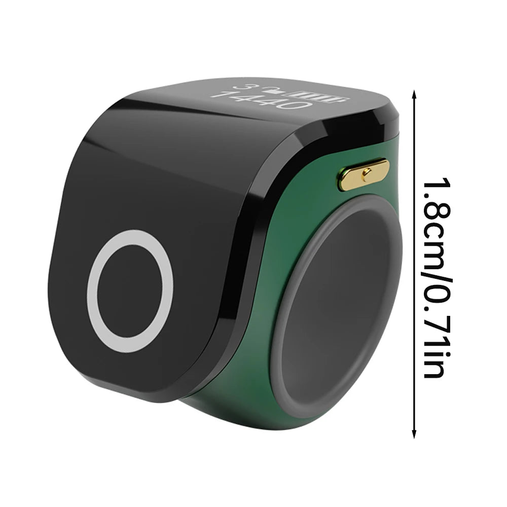18Mm/0.71In Smart Tasbih Tally Counter for Muslims Zikr Ring Digital Tasbeeh 5 Prayer Time Vibration Reminder Waterproof