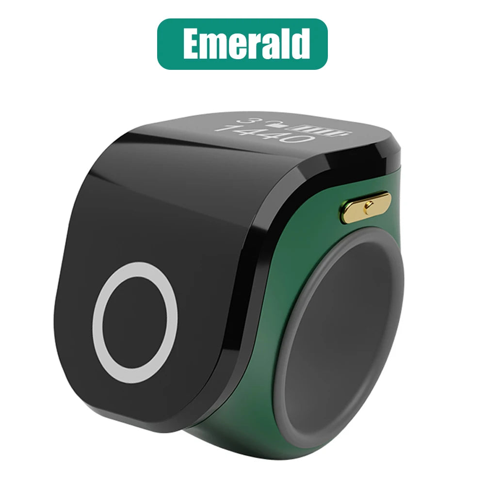 18Mm/0.71In Smart Tasbih Tally Counter for Muslims Zikr Ring Digital Tasbeeh 5 Prayer Time Vibration Reminder Waterproof