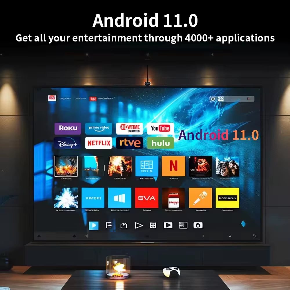 P330 Projector Smart Android 11.0 Wifi BT5.0 Auto Keystone Correction 1080P Airplay Connection Home Theater for 4K Video
