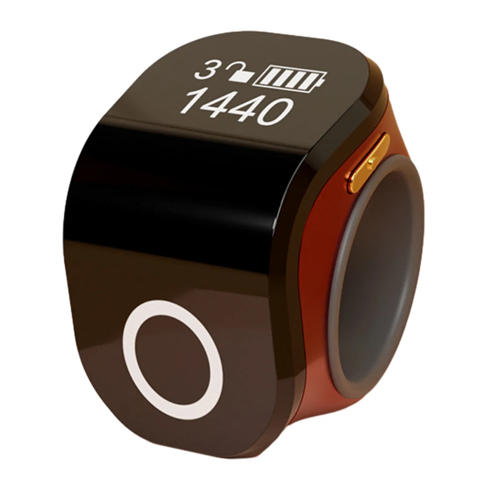 18Mm/0.71In Smart Tasbih Tally Counter for Muslims Zikr Ring Digital Tasbeeh 5 Prayer Time Vibration Reminder Waterproof
