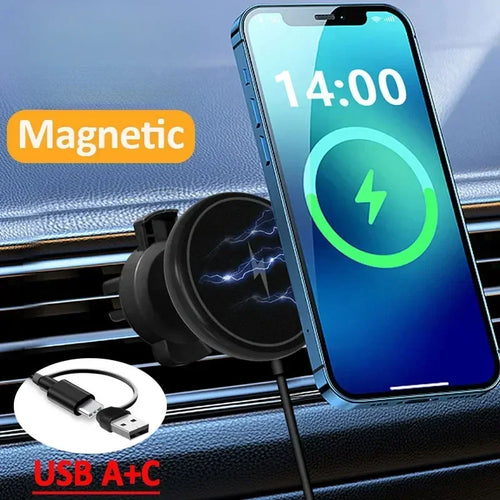 15W Magnetic Car Wireless Charger for Iphone 15 14 13 12 Pro Max Samsung Air Vent Mount Car Phone Holder Stand Fast Car Charging