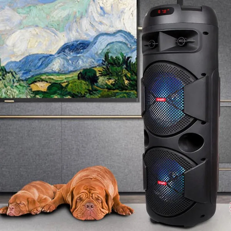 Portable PA Speaker System Outdoor Sound System Stereo Speakers W/ Dual 6.5/8" Woofers