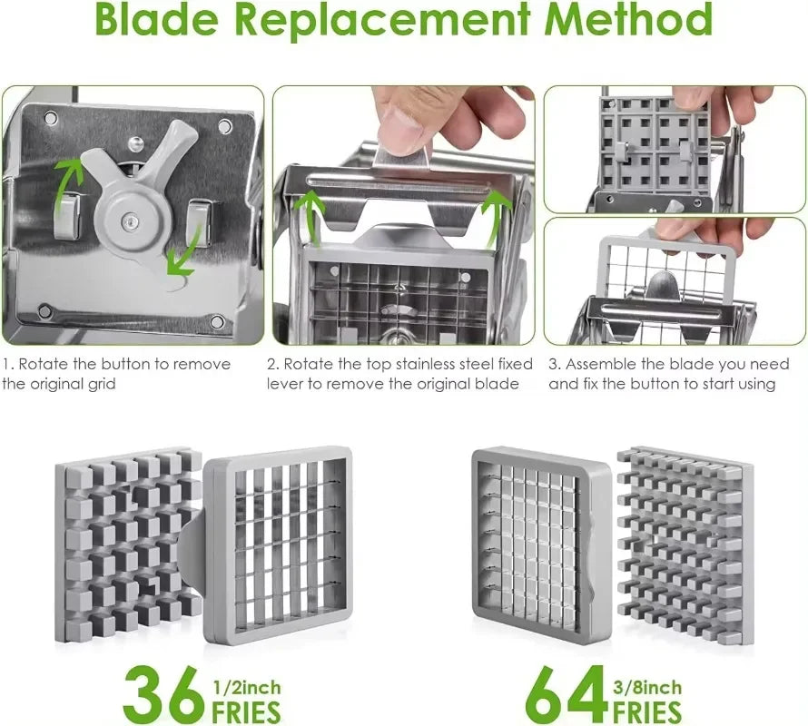 Vegetable Shredder Stainless Steel Potato Chips Maker Meat Chopper French Fries Slicer Cutting Machine Potato Cutter Blade