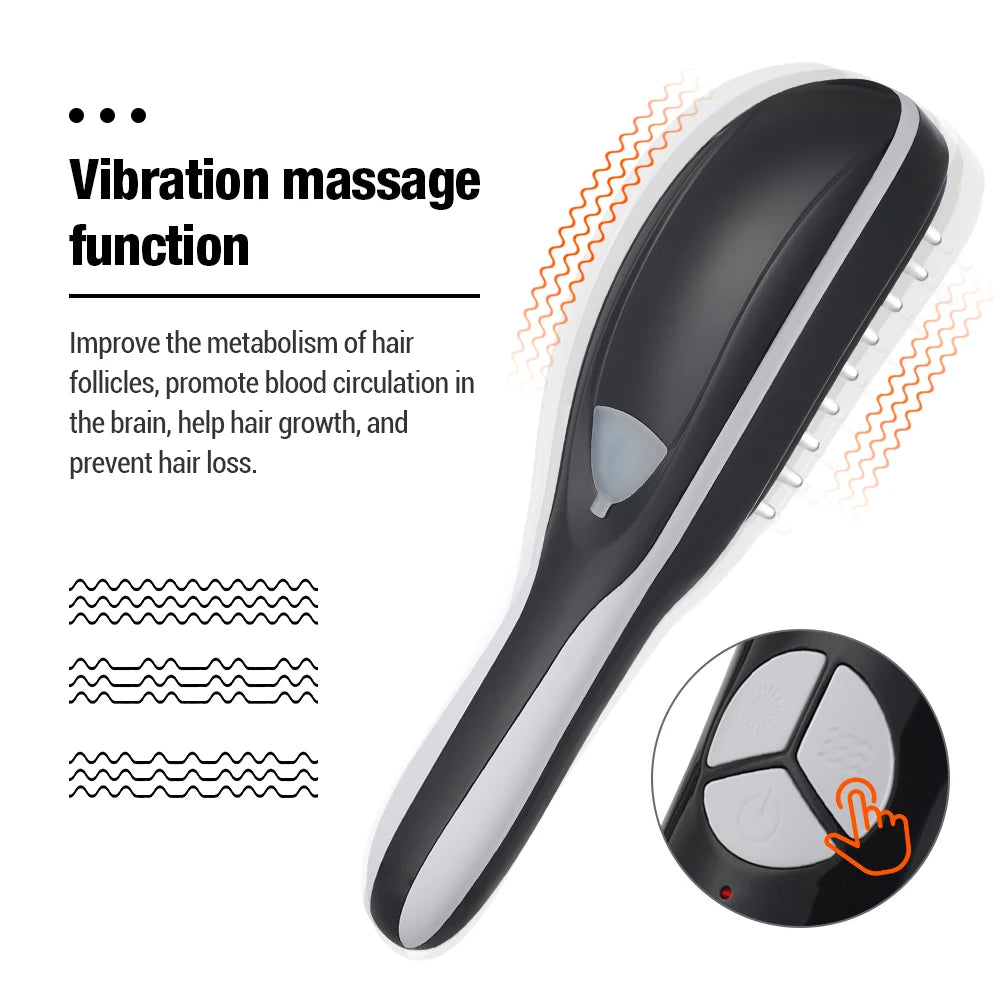 Electric Massage Comb Blue Red Light Therapy Vibration Hair Massage Scalp Brush Negative Ion Spray Hair Growth Massager