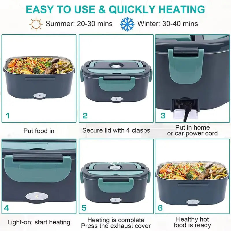 2024 NEW 1.5L Portable Electric Lunch Box 60W Outdoor Camping Food Heating Warmer Suitable for Car Lunch Heating Microwave Oven