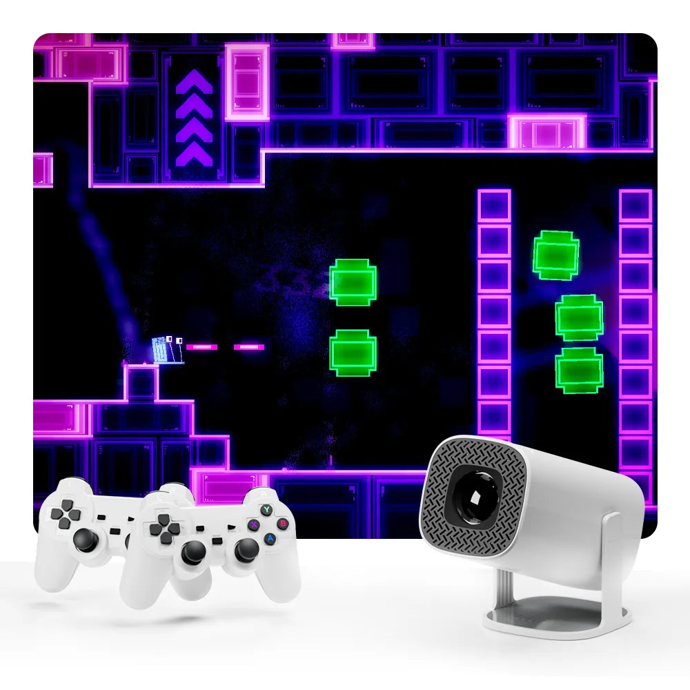 S40 Max Projector 4K HD 1080P Bluetooth Android 11 Proyector with 2 Wireless Game Controllers Built-In 3000 Games