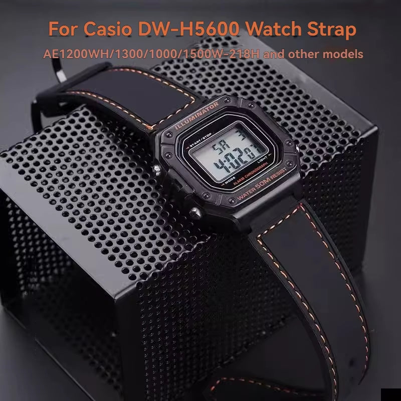 For Casio Watch DW-H5600 DW H5600 AE1200 AE1300 AE1500 W-218H Silicone Watch Strap Rubber Waterproof Watchband Bracelet 18Mm