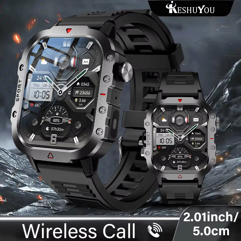 Outdoor Sports Smart Watch 2.01 Inch HD Screen LED Flashlight Bluetooth Talking Smart Watch for Men Women Holiday Gifts
