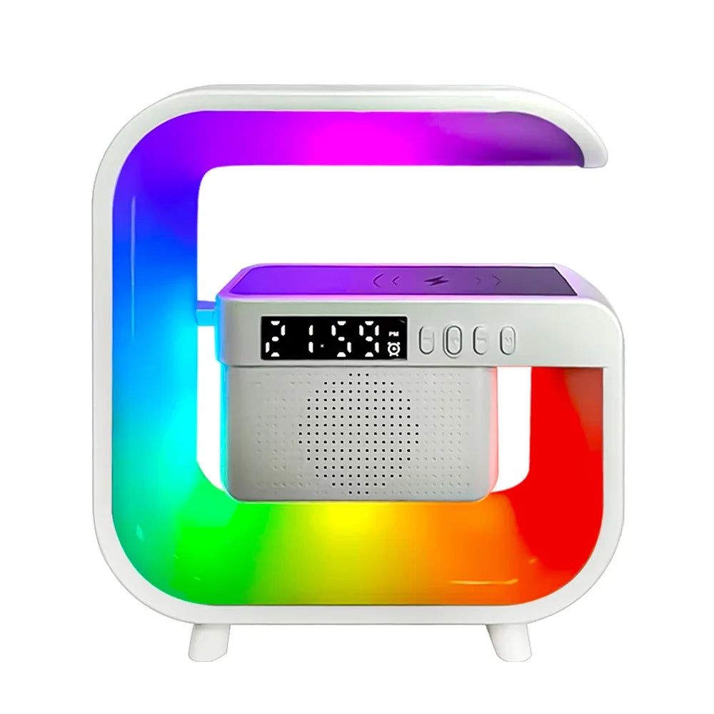 Tinsol Wireless Charger Stand Bluetooth Speaker Alarm Clock Colorful RGB Light Night Lamp Fast Charging Station for Iphone