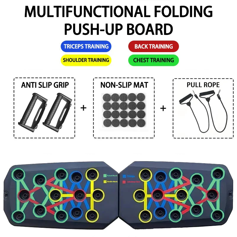 Colorful Folding Push up Board Bracket, Multi-Mode Adjustable Chest, Abdominal and Back Core Muscle Indoor Exercise Equipment