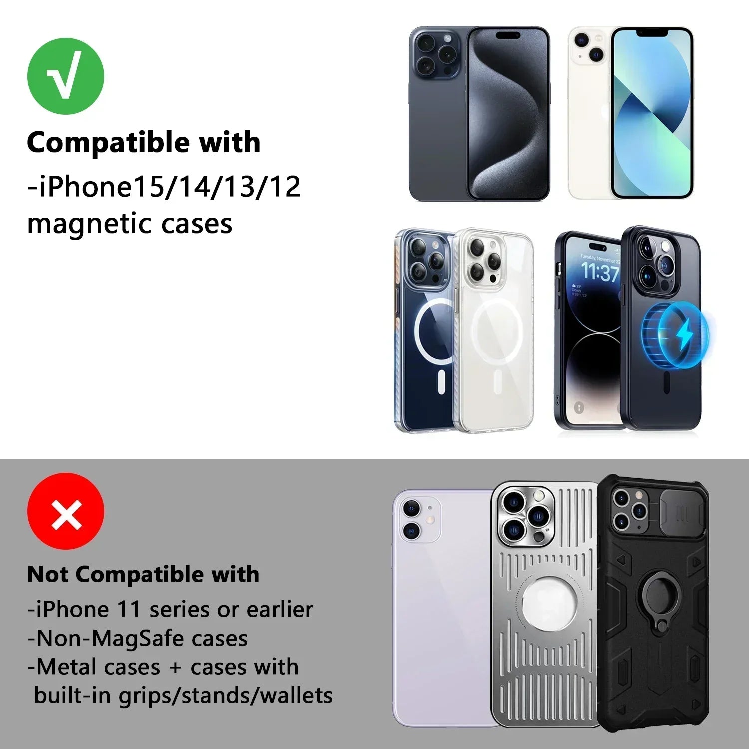 15W Magnetic Car Wireless Charger for Iphone 15 14 13 12 Pro Max Samsung Air Vent Mount Car Phone Holder Stand Fast Car Charging