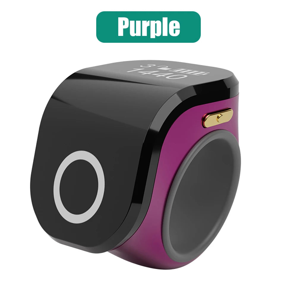 18Mm/0.71In Smart Tasbih Tally Counter for Muslims Zikr Ring Digital Tasbeeh 5 Prayer Time Vibration Reminder Waterproof