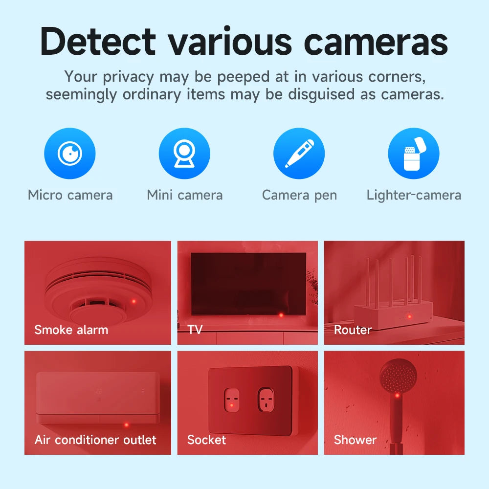 GM231 Camera Detector for anti Candid Security Protection Mini Pinhole Hidden Camera Lens Detect Gadget Hotel Peeping Detector