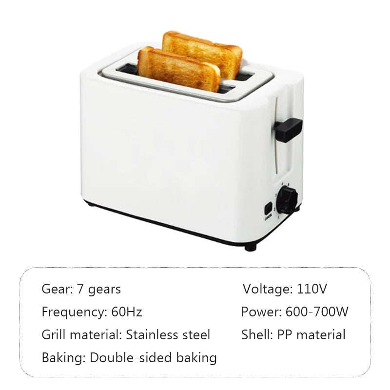 110V 220V Household Electric Bread Toaster 2 Slices Automatic Sandwich Maker Fast Heating Baking Tool Breakfast Maker Bread Oven