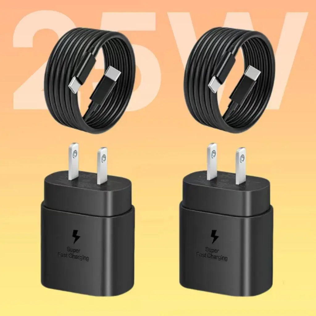 2Pcs USB C Fast Charger 25W Super Fast Charger, Type C Charger Block with Type C Fast Charging Cable for Samsung