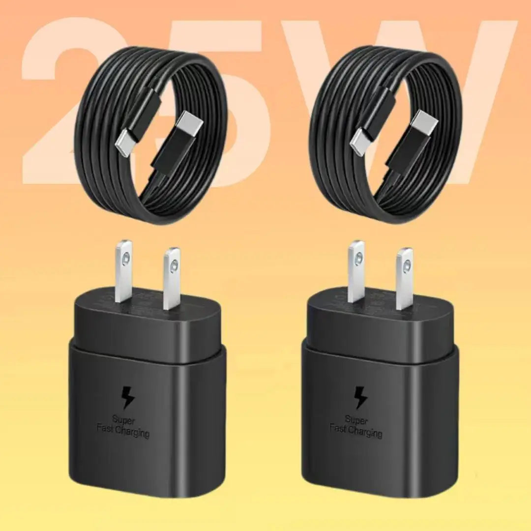 2Pcs USB C Fast Charger 25W Super Fast Charger, Type C Charger Block with Type C Fast Charging Cable for Samsung