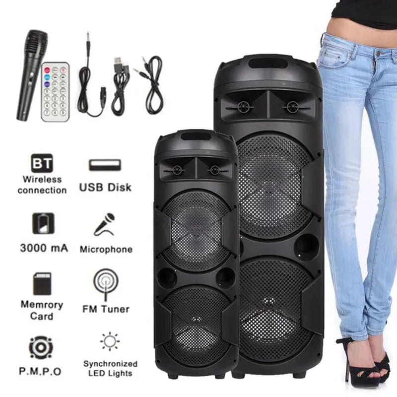 Portable PA Speaker System Outdoor Sound System Stereo Speakers W/ Dual 6.5/8" Woofers