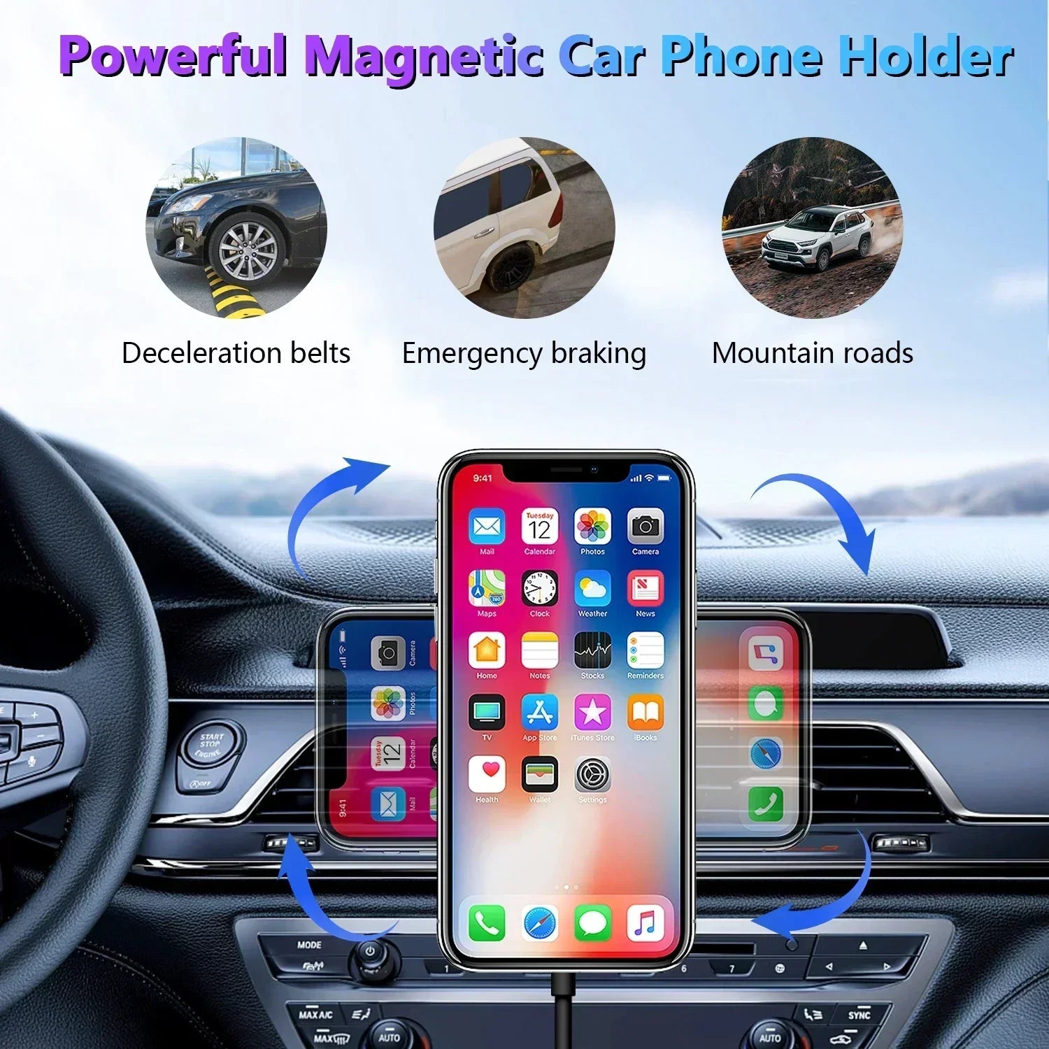 15W Magnetic Car Wireless Charger for Iphone 15 14 13 12 Pro Max Samsung Air Vent Mount Car Phone Holder Stand Fast Car Charging