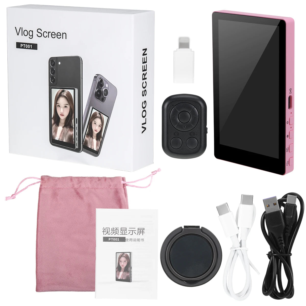 PT001 Smartphone Wireless Magnetic Monitor Screen for Smartphone Vlog Live Stream Video Recording