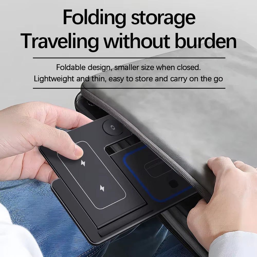 30W 3 in 1 Foldable LED Fast Wireless Charger Stand Charging Station for Iphone 15 14 13 12 11 Apple Watch 9 8 7 6 5 Airpods Pro
